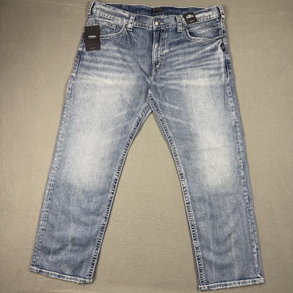 Silver Jeans Mens 40x32 Eddie Distressed Faded Relaxed‎ Tapered Western NWT